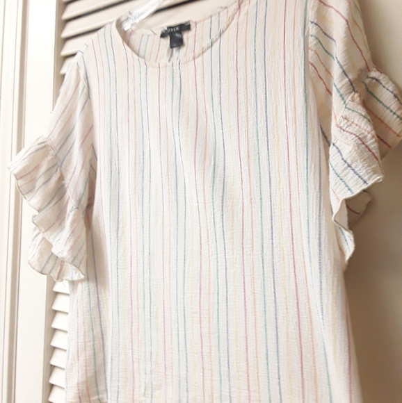 Rainbow flutter crop stripe boho top Anthro Drew P - Picture 1 of 4